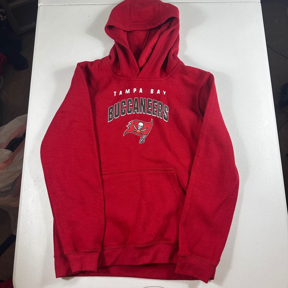 NFL Hoodie Youth L Red Tampa Bay Buccaneers Pullover Fleece Sweatshirt